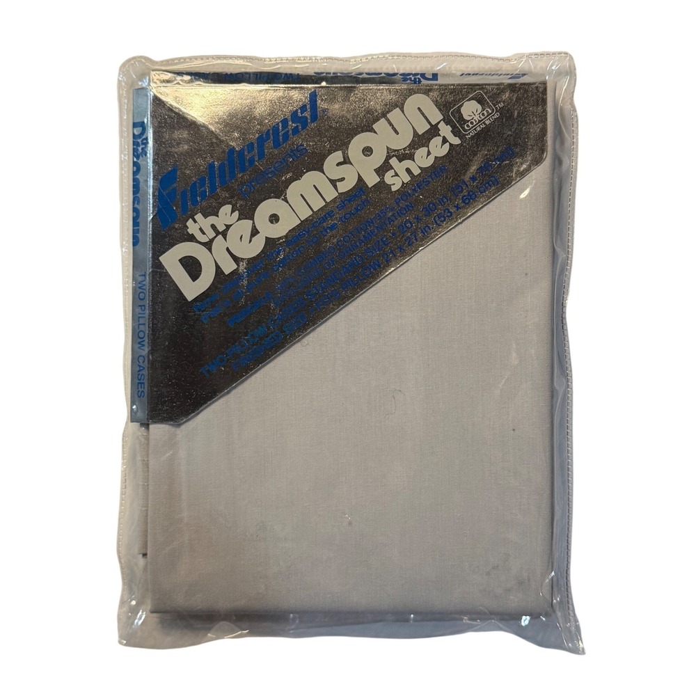 VTG Fieldcrest Dreamspun Pillowcases Gray Percale Cotton Blend Standard Set of 2